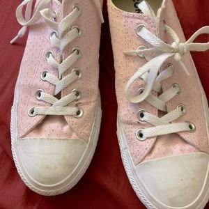 Pink and white converse. Us size 8 women’s . Breathable air wick